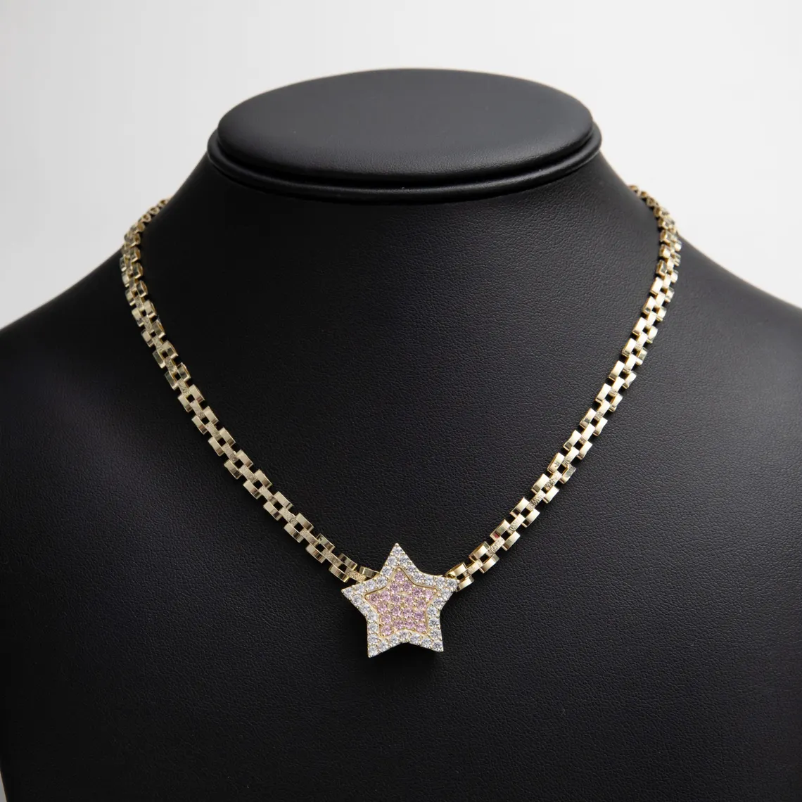 6.5mm RX Chain with Zirconia Lucky Star Pendant Necklace RX Style