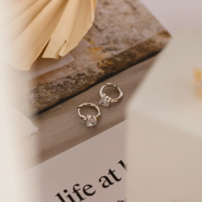 Heart Birthstone Personalized Hoop Earrings Huggie Earrings