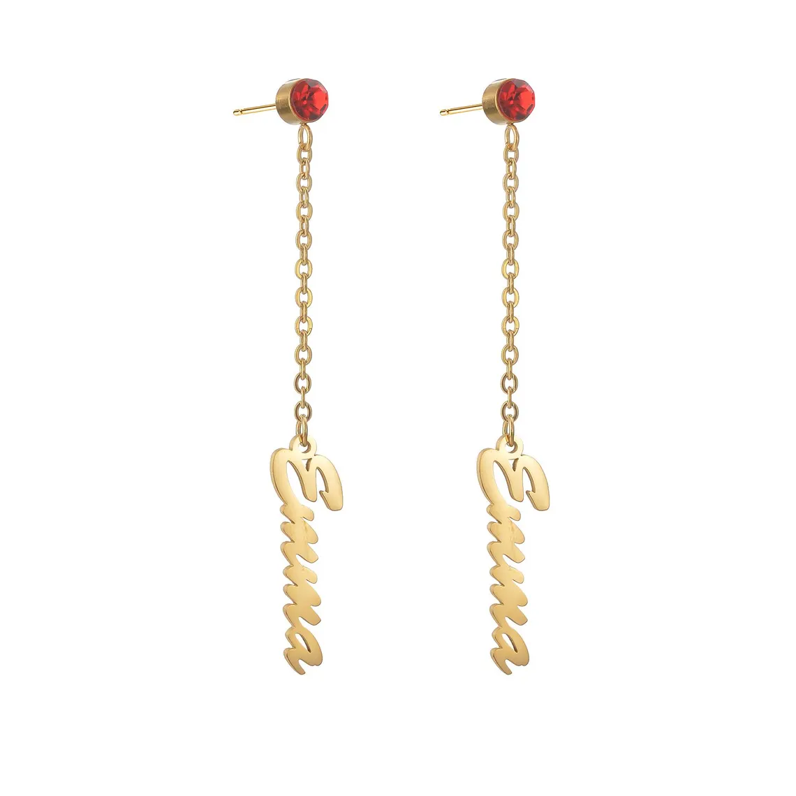 Custom Name Birthstone Dangle Drop Earrings Women Gifts