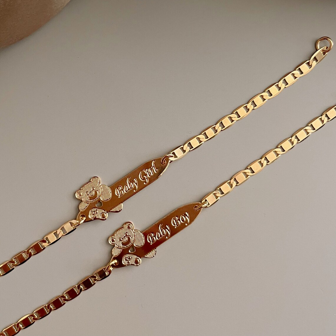 Personalized Teddy Bear Gold Plated Cute ID Bracelet