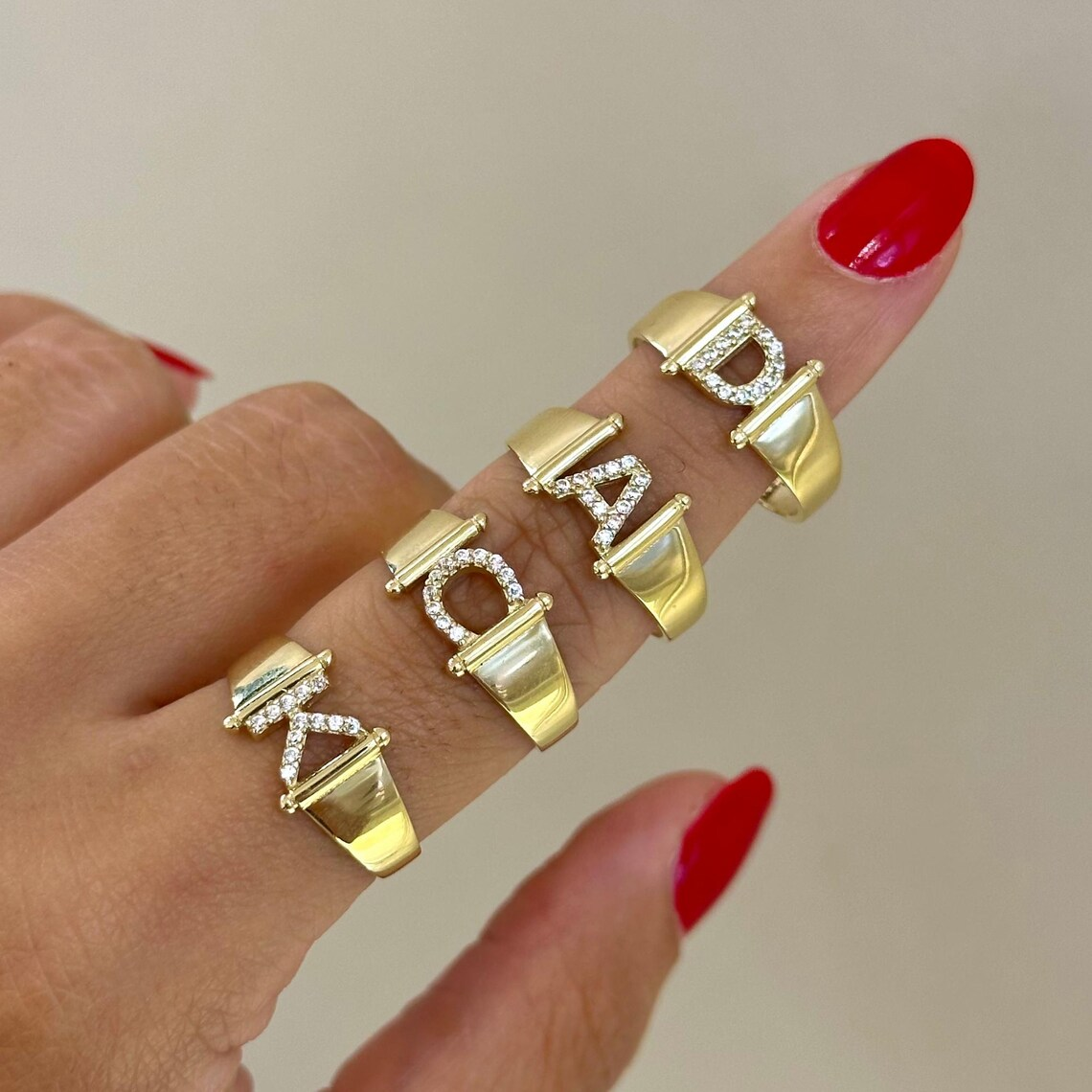 Custom Zirconia Letter Initial Ring