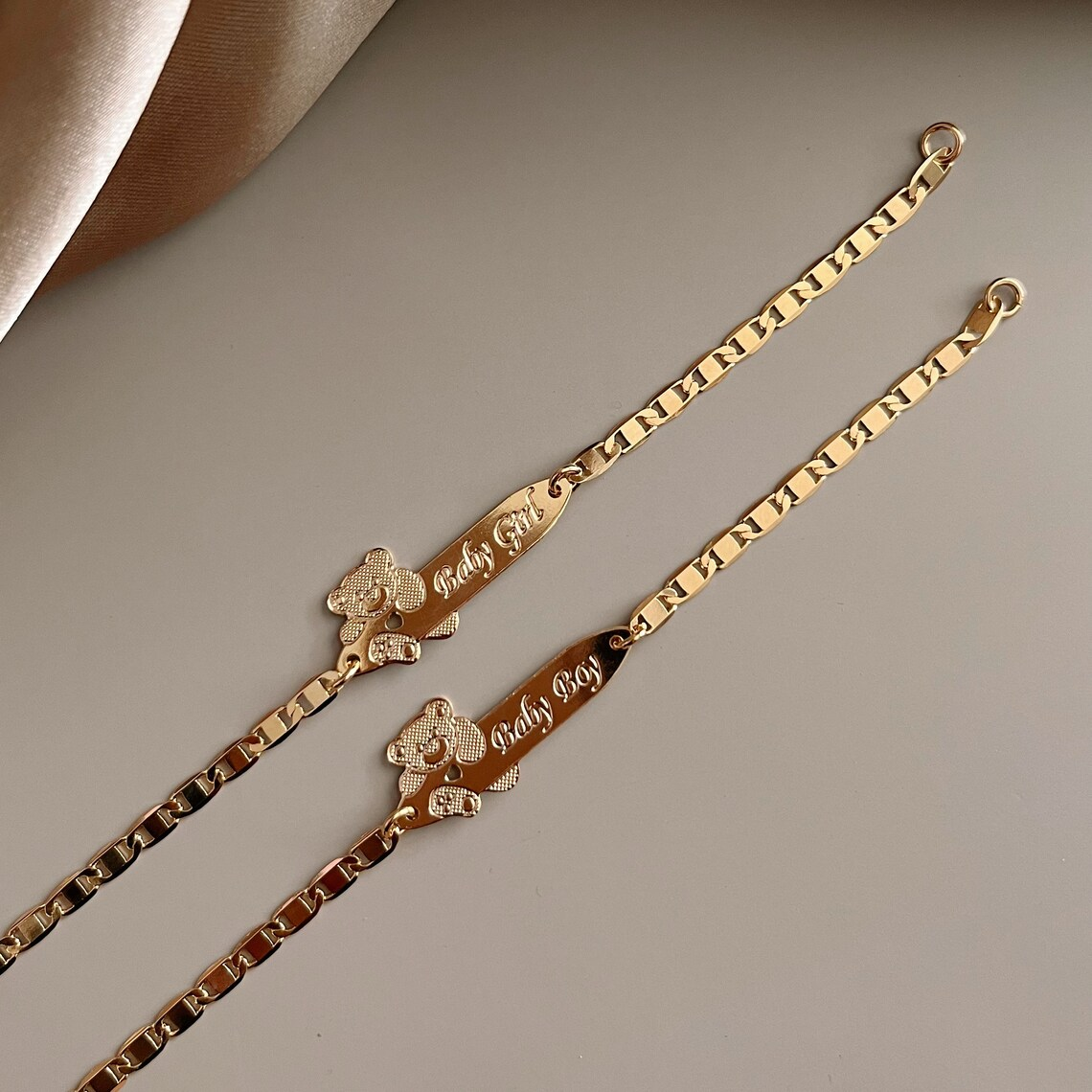Personalized Teddy Bear Gold Plated Cute ID Bracelet