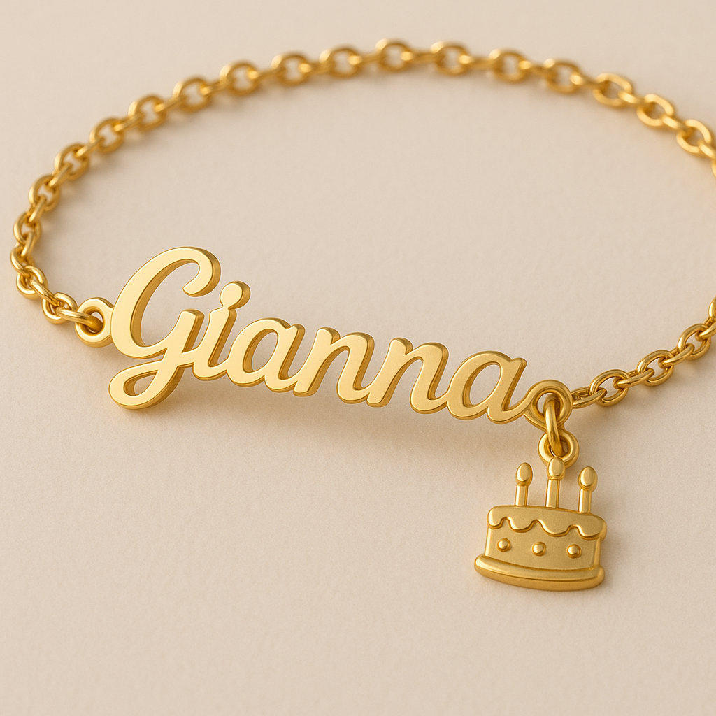 Birthday Gifts Birthday Pendant Personalized Name Bracelet Gold Plated