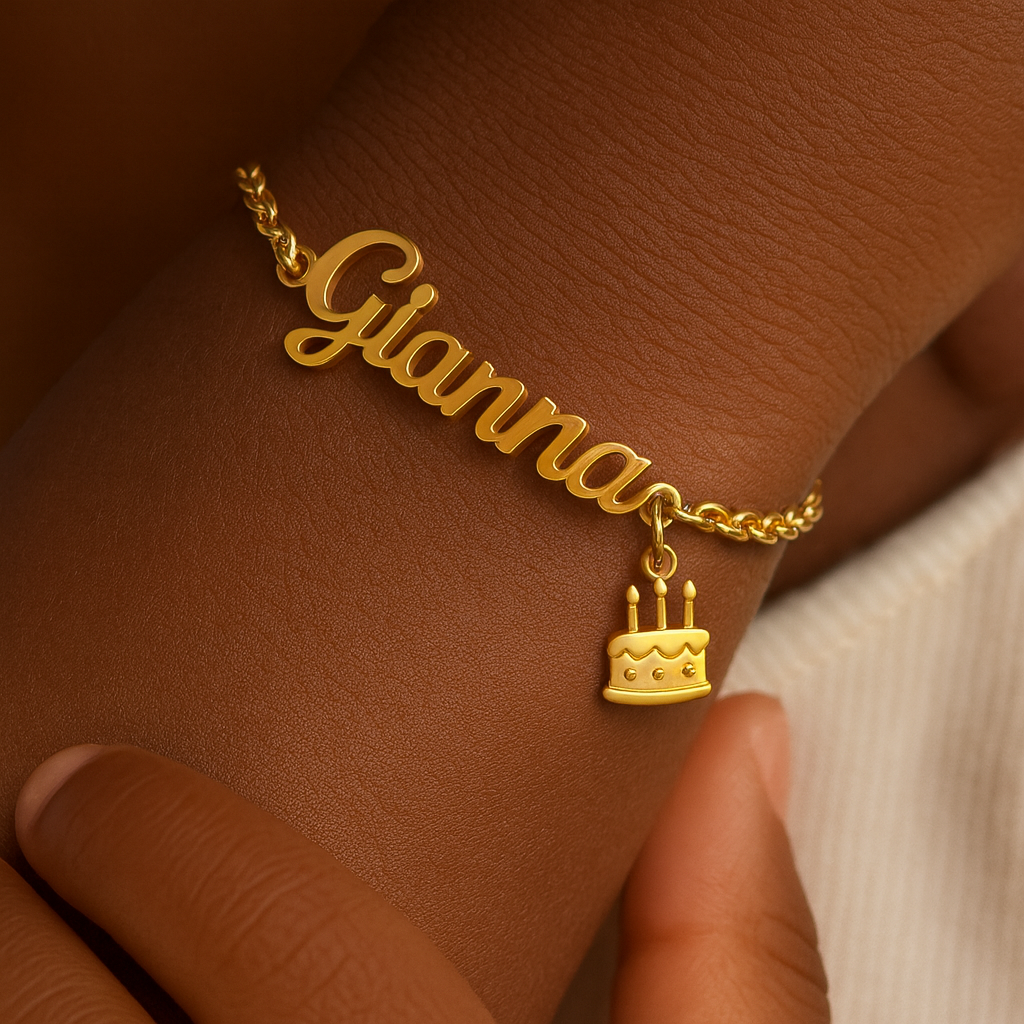 Birthday Gifts Birthday Pendant Personalized Name Bracelet Gold Plated