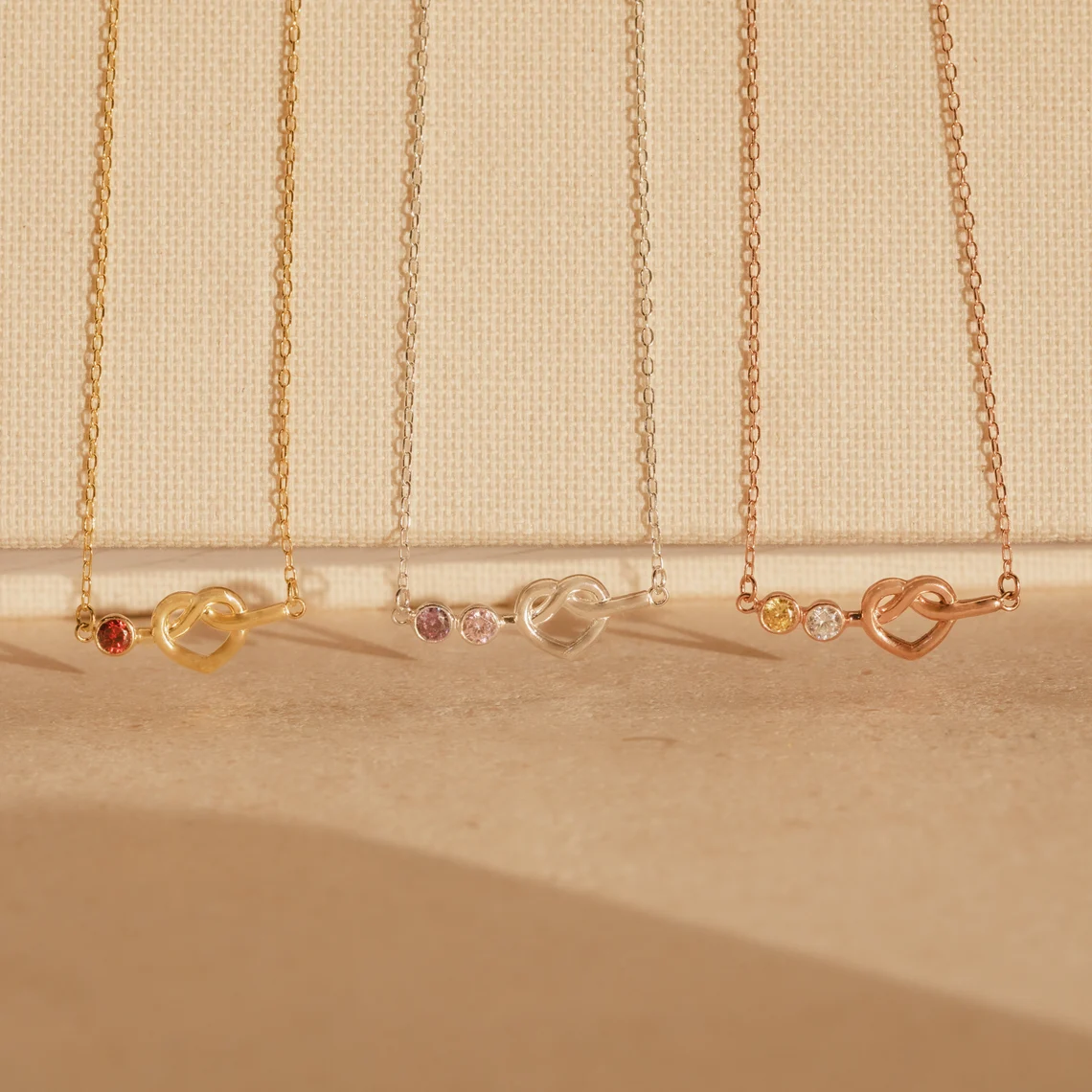 Personalized 1 to 4 Birthstones Necklace with Heart