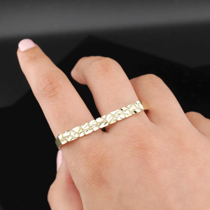 Nugget Style Vintage Two Finger Ring Gold Plated
