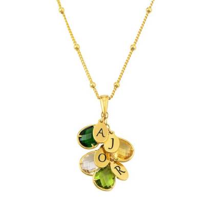 Grapes Birthstone Initials Drop Necklace Personalized Name Necklace