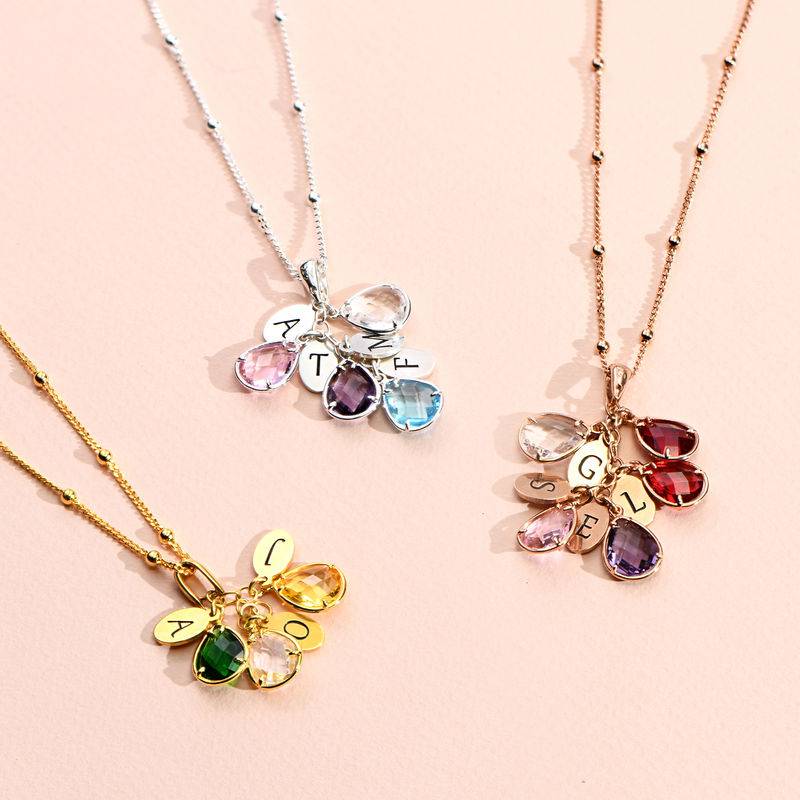 Grapes Birthstone Initials Drop Necklace Personalized Name Necklace
