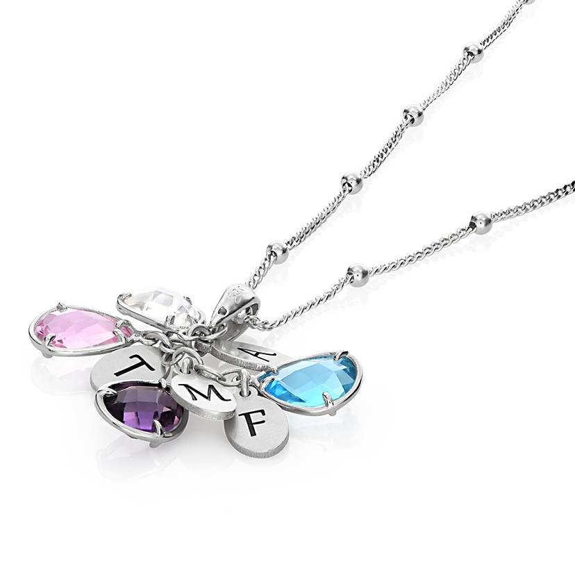 Grapes Birthstone Initials Drop Necklace Personalized Name Necklace