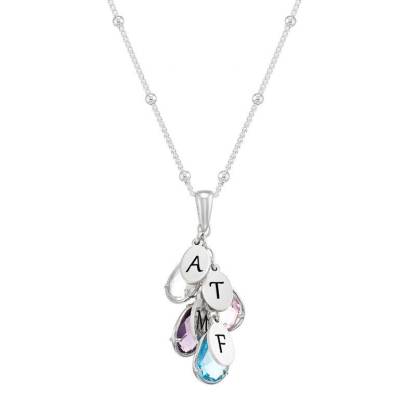 Grapes Birthstone Initials Drop Necklace Personalized Name Necklace
