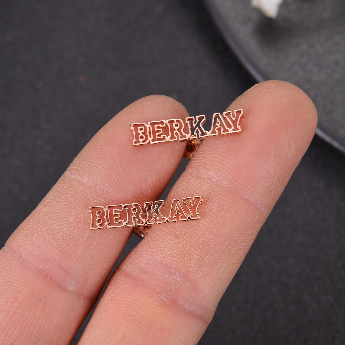 Personalized Hollow Cutout Bold Name Letter Stud Earrings