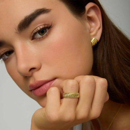 Engraved Twist Band Ring Minimalist Stackable Twist Ring