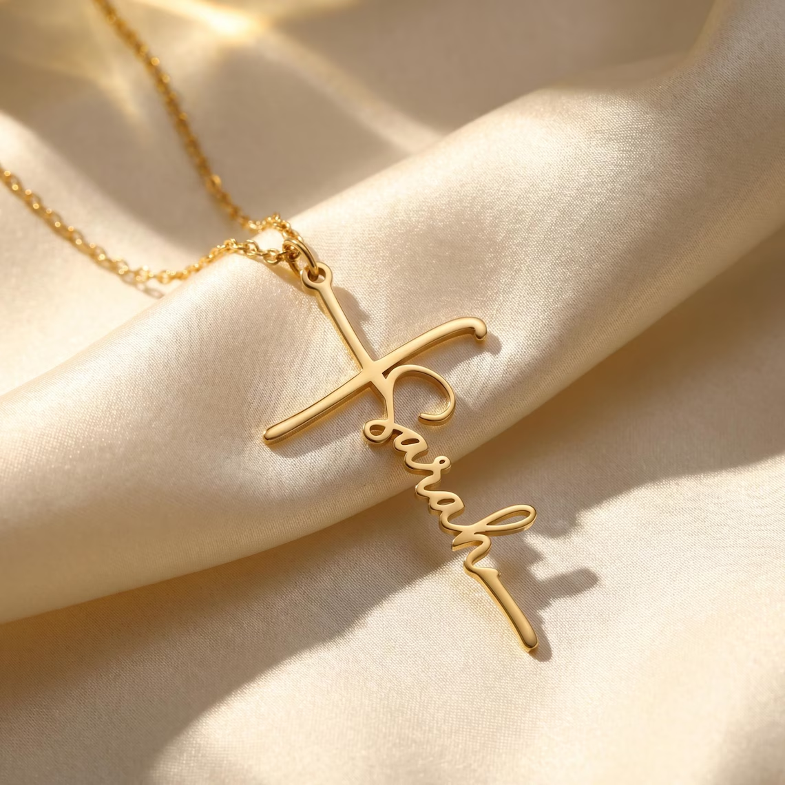 Personalized Gold Plated Cross Name Necklace Faith Jewelry