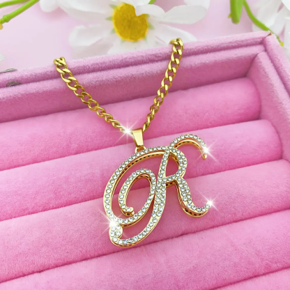 Customized Doubla Layer Zirconia Initial Pendant Necklace