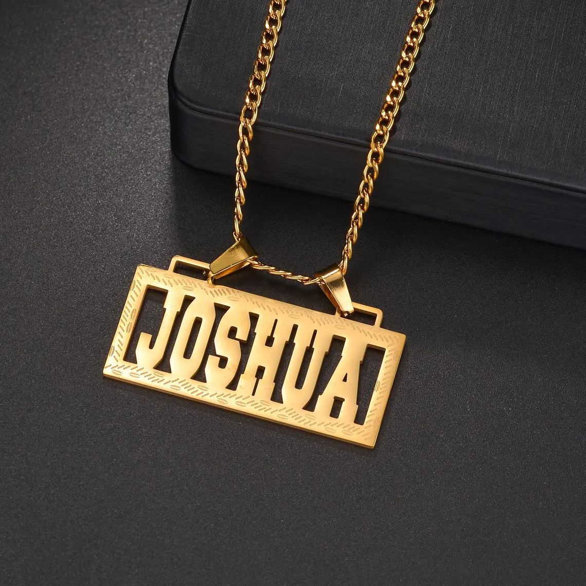 Hip Hop Custom Square Name Pendant Bar Necklace