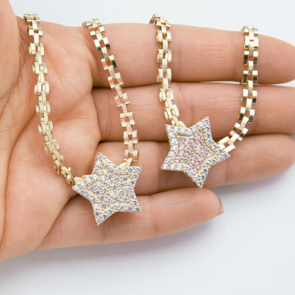 6.5mm Width RX Style Watch Band Link Chain Lucky Star Pendant Bracelet