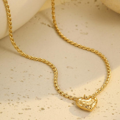 Vintage Style Nugget Heart Pendant Necklace Woman Gifts