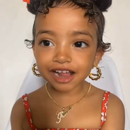 Personalized Custom Gold Plated Crown Name Necklace Mini Hoop Earrings Set For Kids
