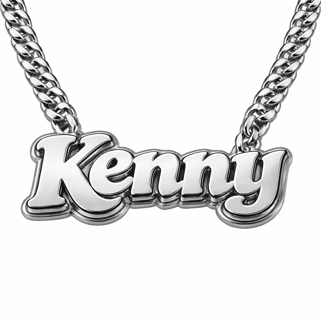 White Gold Punk Street Style Name Necklace