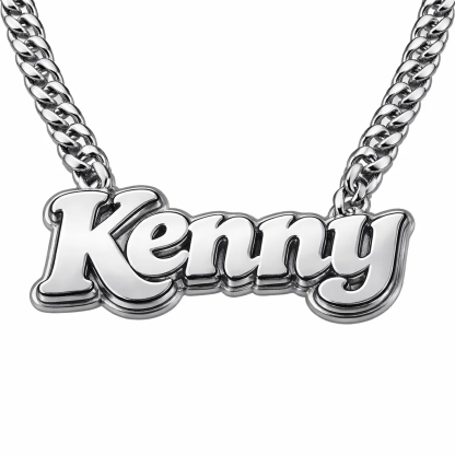 White Gold Punk Street Style Name Necklace
