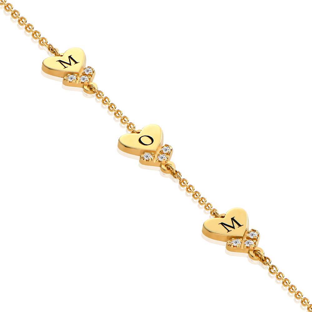 Heart Letter Bracelet with Diamonds Custom Initial Bracelet