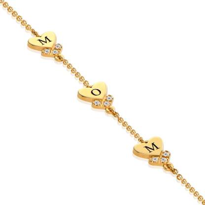 Heart Letter Bracelet with Diamonds Custom Initial Bracelet