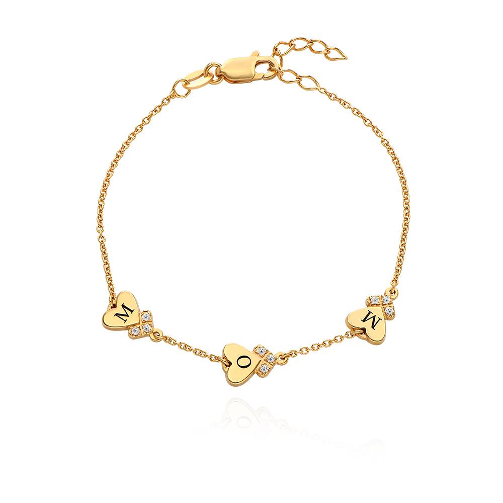 Heart Letter Bracelet with Diamonds Custom Initial Bracelet