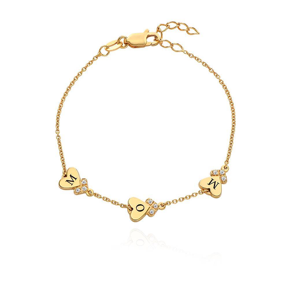 Heart Letter Bracelet with Diamonds Custom Initial Bracelet