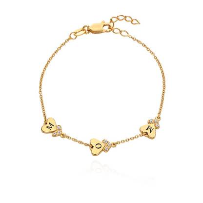 Heart Letter Bracelet with Diamonds Custom Initial Bracelet