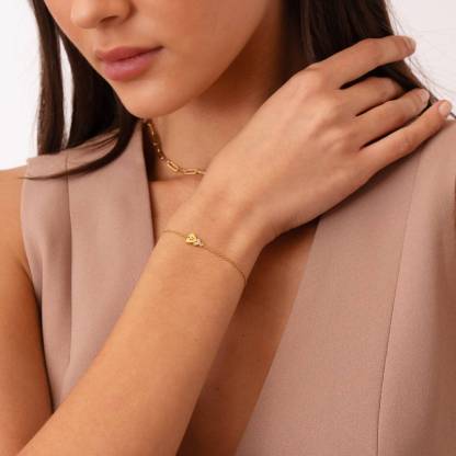 Heart Letter Bracelet with Diamonds Custom Initial Bracelet