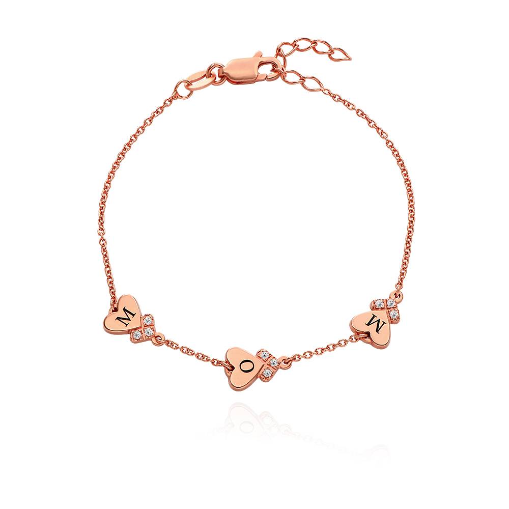 Heart Letter Bracelet with Diamonds Custom Initial Bracelet