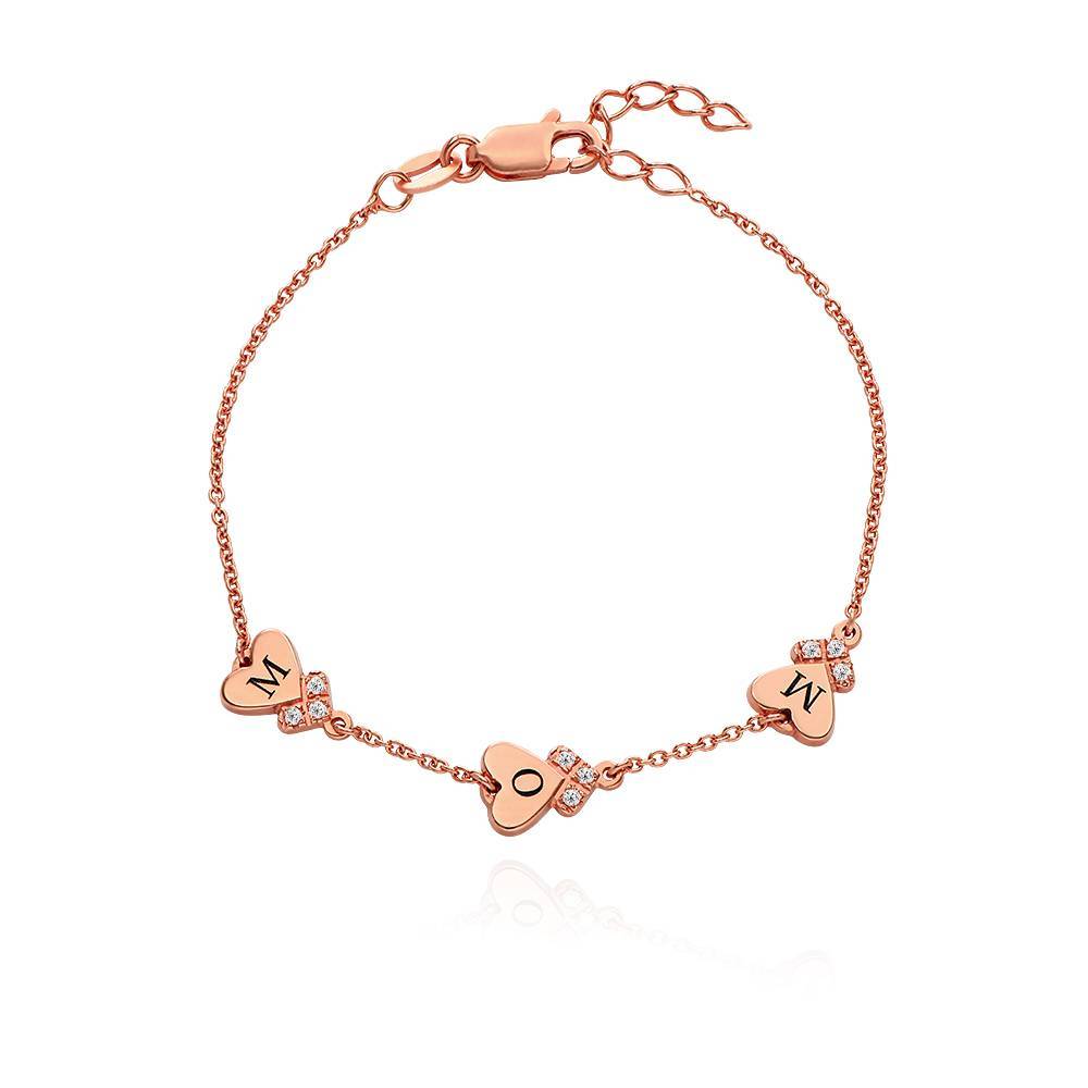 Heart Letter Bracelet with Diamonds Custom Initial Bracelet