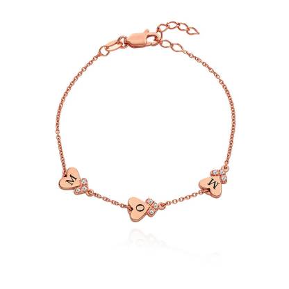 Heart Letter Bracelet with Diamonds Custom Initial Bracelet