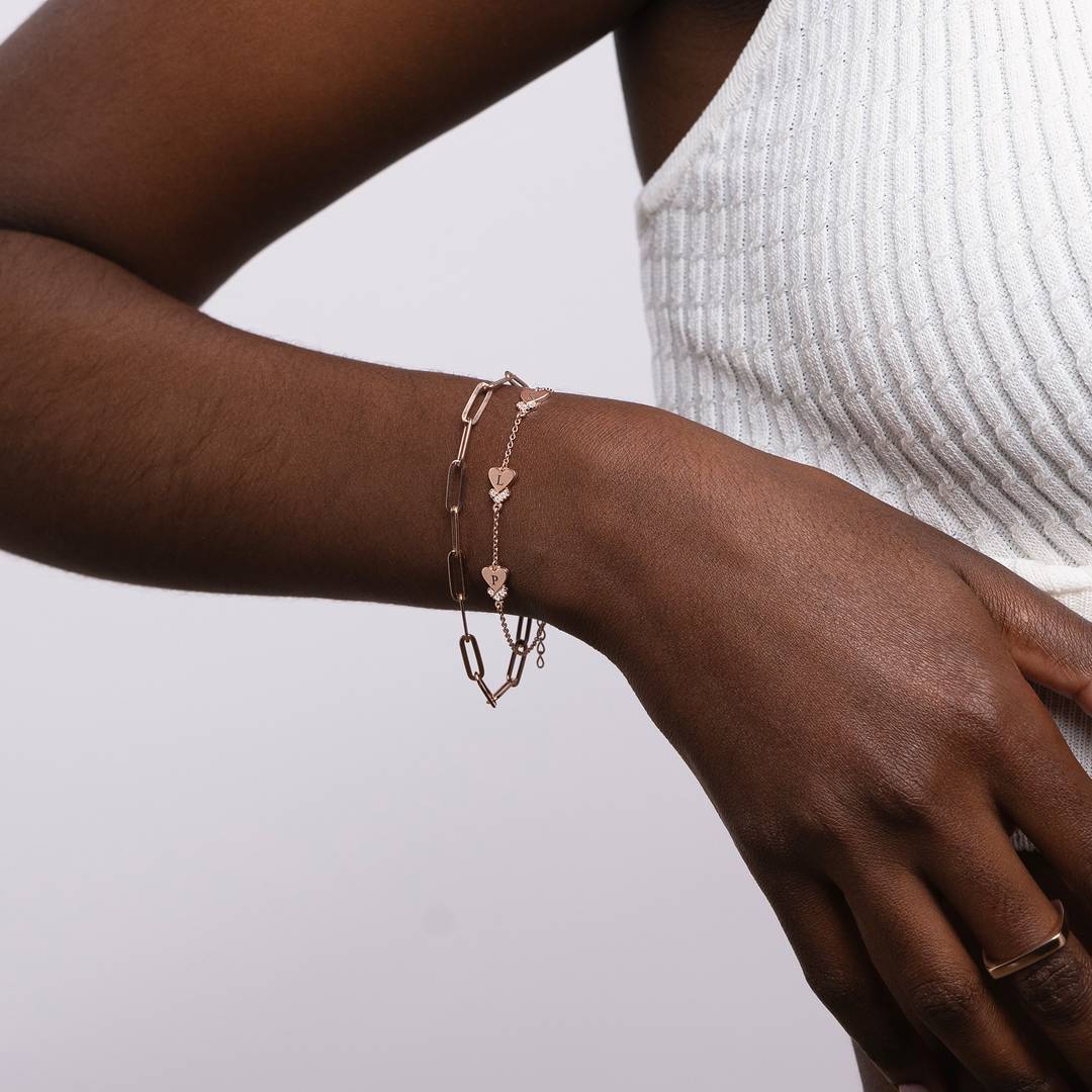Heart Letter Bracelet with Diamonds Custom Initial Bracelet