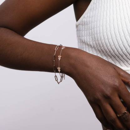 Heart Letter Bracelet with Diamonds Custom Initial Bracelet