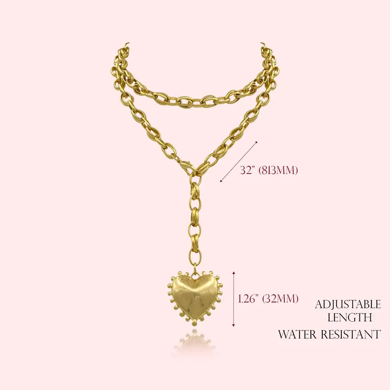 Double Layer Heart-shaped Love Pendant Necklace