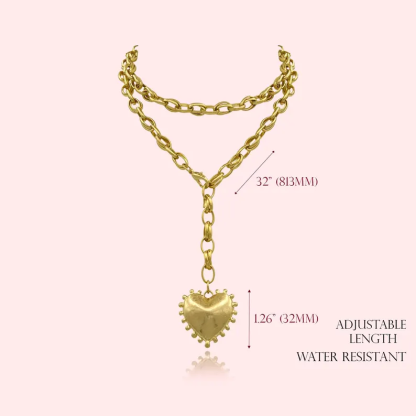 Double Layer Heart-shaped Love Pendant Necklace