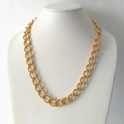 Vintage Style Gold Plated Twisted Curb Link Chain Necklace