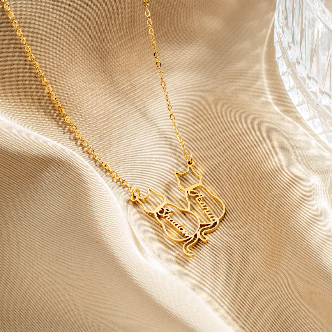 1 to 4 Personalized Memorial Cat Name Necklace Pet Jewelry