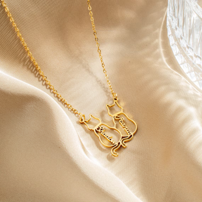 1 to 4 Personalized Memorial Cat Name Necklace Pet Jewelry