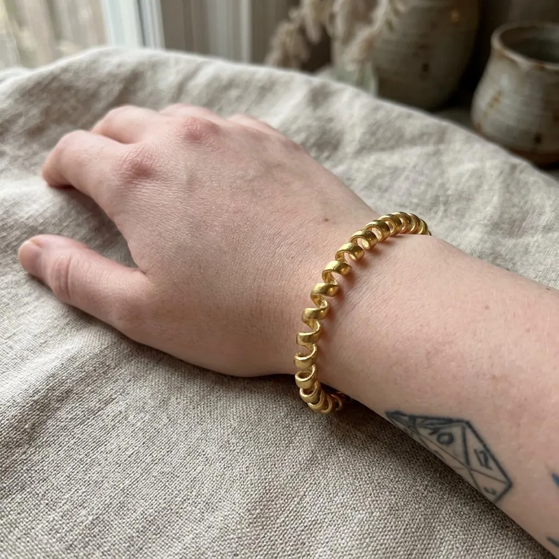 Twisted Open Cuff Bangle Chunky Chain Bracelet Stainless Steel
