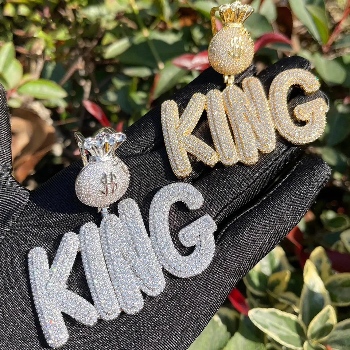 Rope Chain Money Bag Iced Out Zirconia Name Necklace