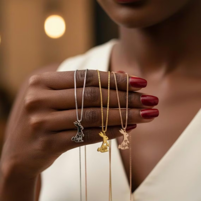 Bunny Rabbit Personalized Heart Engraved Name Necklace Easter Gift