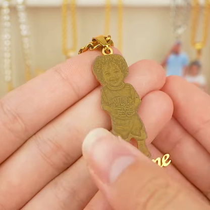 Photo Name Pendant  Personalized Custom Gold Plated Name Necklace