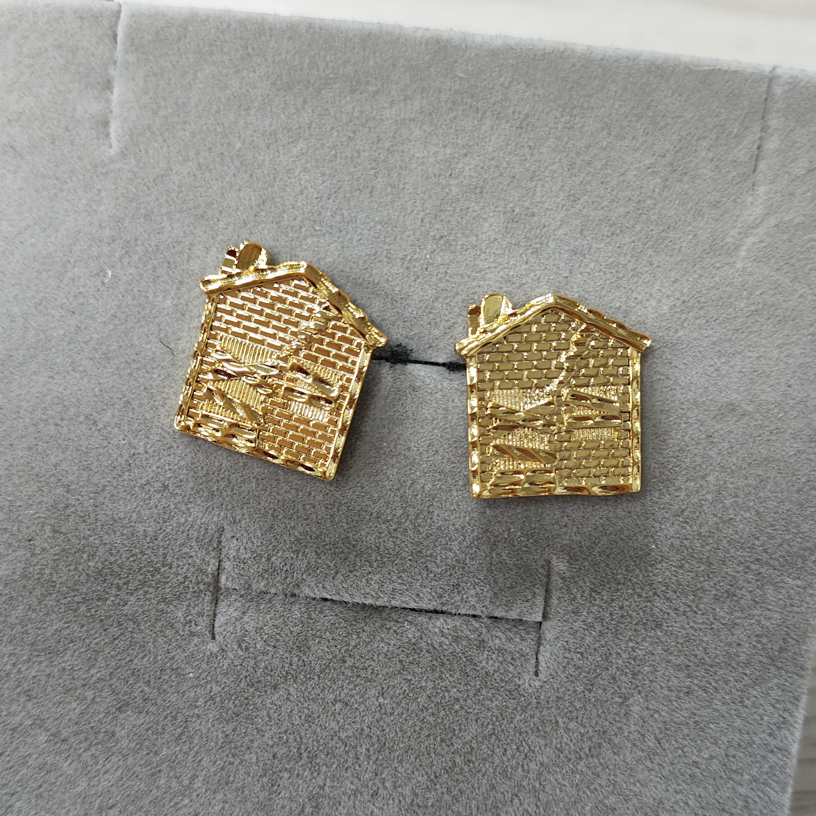 Trap House Stud Earrings Gold Plated Earrings
