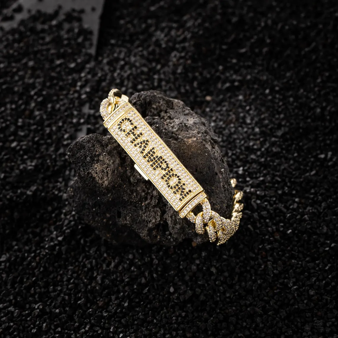 Hip Hop Style CZ Diamond Cuban Link Chain Name Bracelet