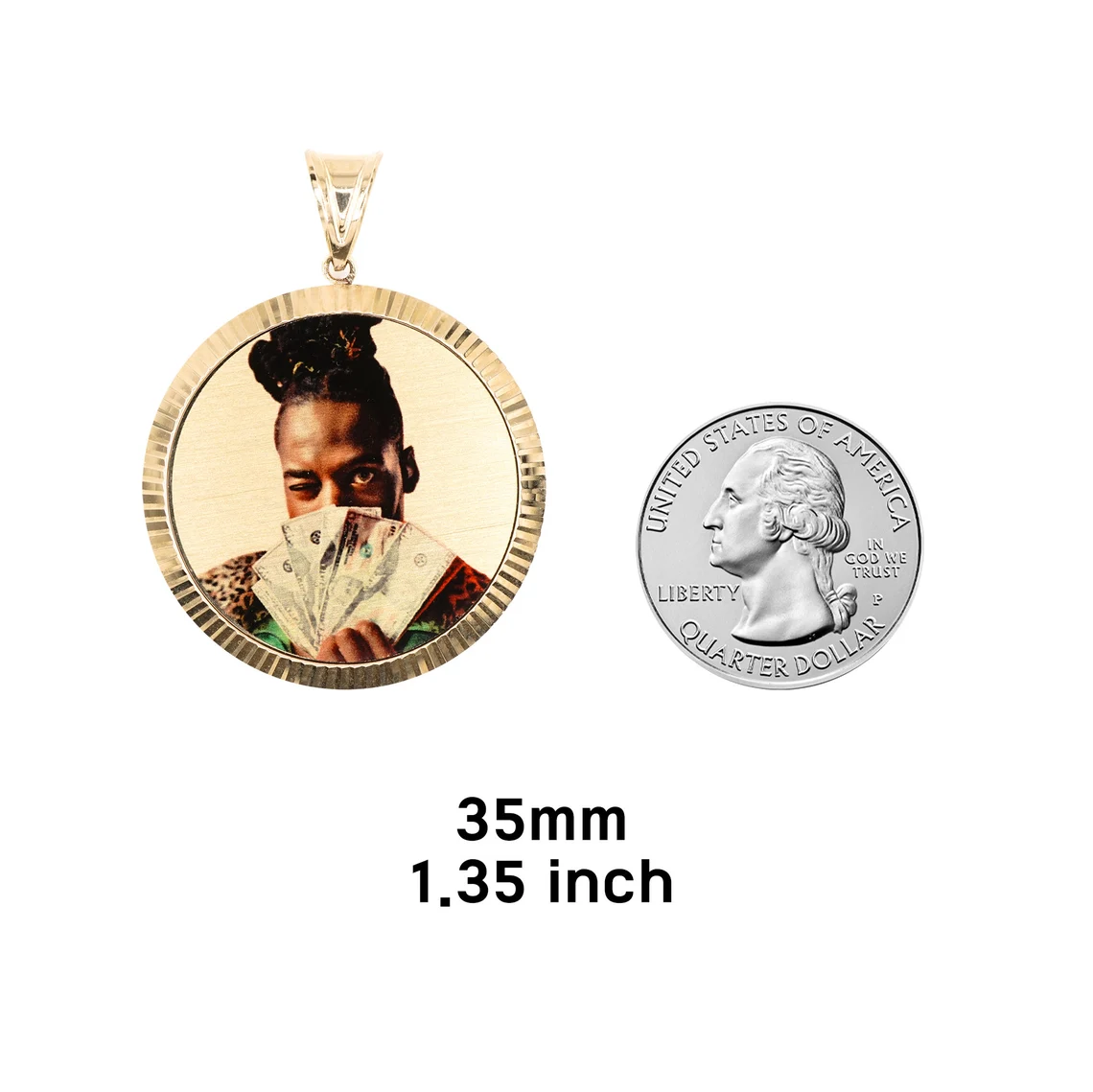 Diamond Cut Bezel Custom Memory Photo Pendant Necklace