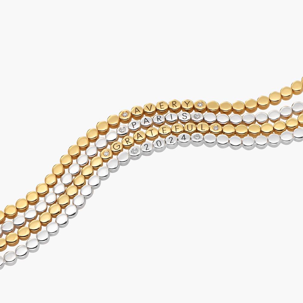 Engraved Dot Bracelet With Diamonds