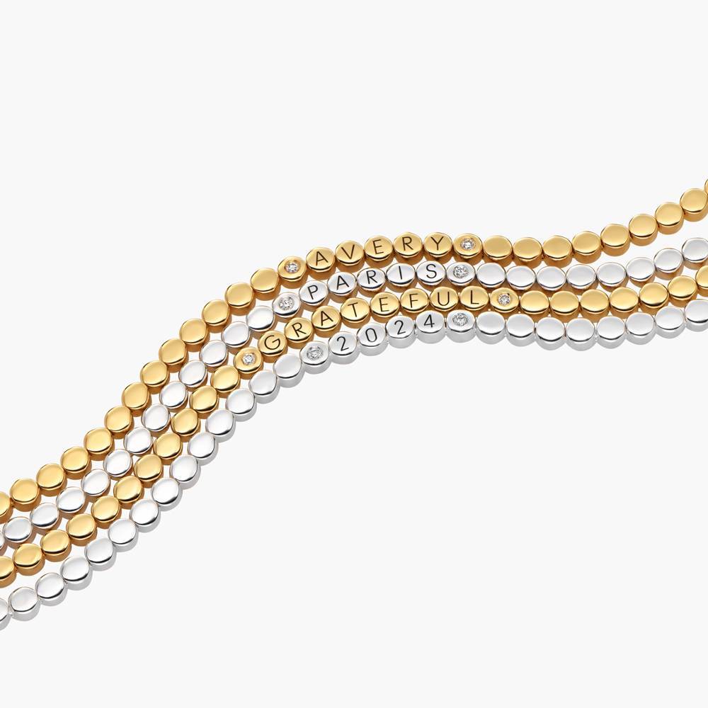 Engraved Dot Bracelet With Diamonds