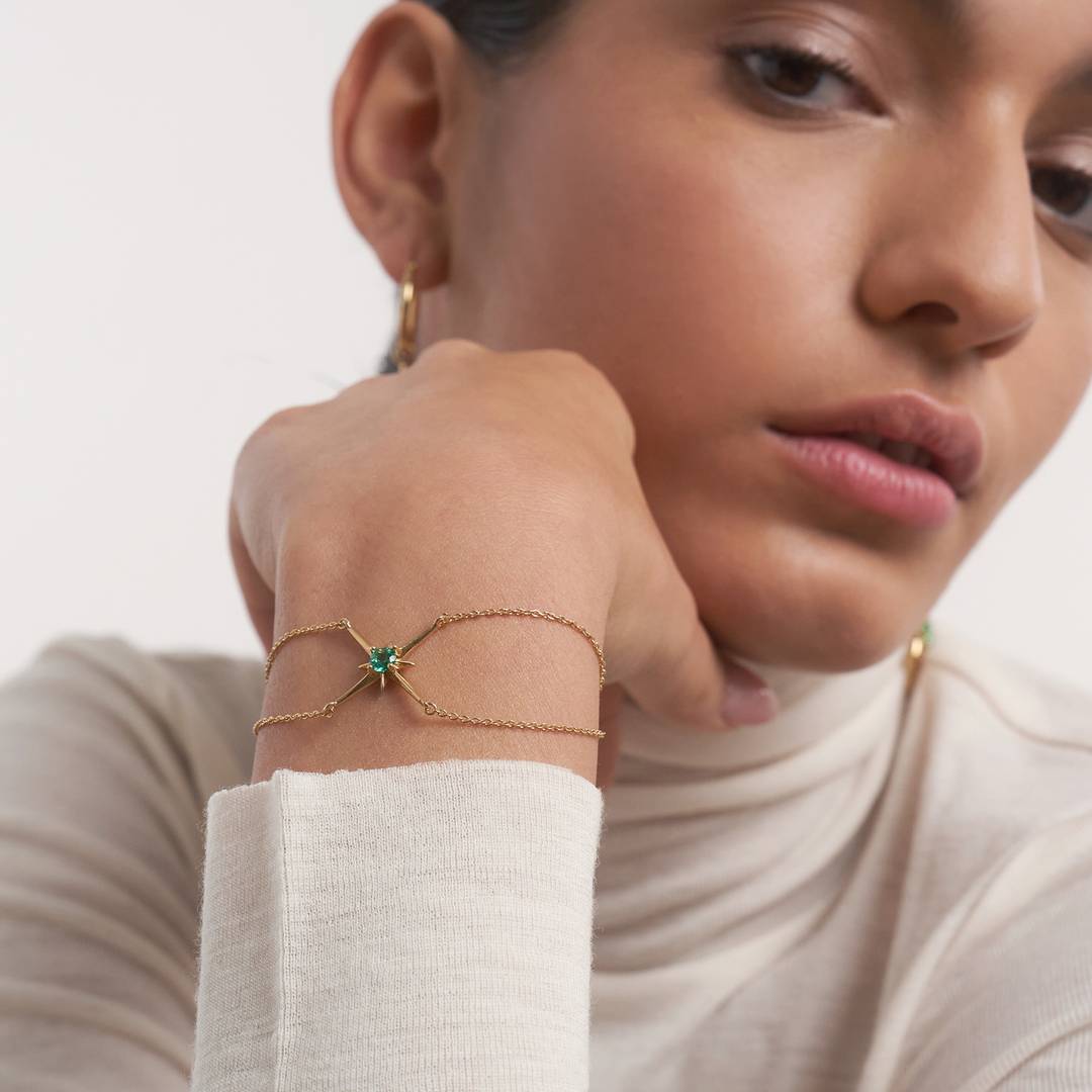 Engraved North Star Gemstone Bracelet Personalized Birthstone Bracelet